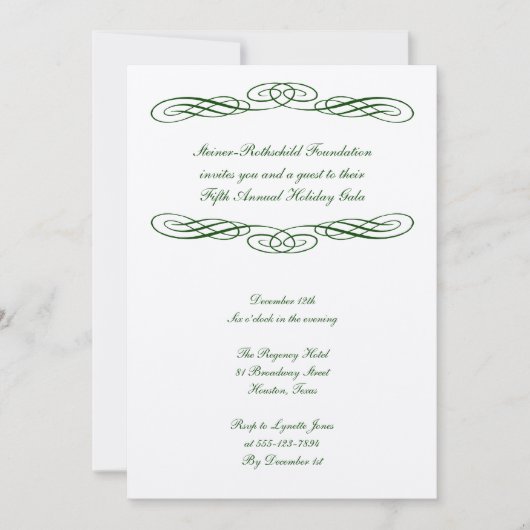 緑のリボンスクリプ企業のトフォーマルガライベント 招待状 (正面)