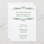 緑のリボンスクリプ企業のトフォーマルガライベント 招待状 (正面/裏面)