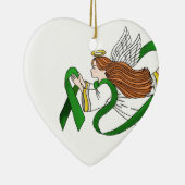 "緑のリボン"の認識度の天使 セラミックオーナメント (右)