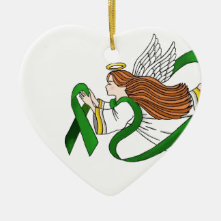 "緑のリボン"の認識度の天使 セラミックオーナメント