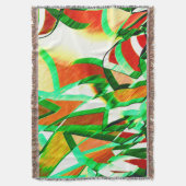 緑のリボン、オレンジ色のサンゴの背景の霧雨 スローブランケット (正面縦)