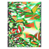 緑のリボン、オレンジ色のサンゴの背景の霧雨 テーブルクロス (正面)