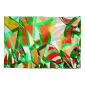 緑のリボン、オレンジ色のサンゴの背景の霧雨 枕カバー (裏面-左)