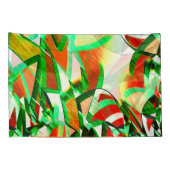 緑のリボン、オレンジ色のサンゴの背景の霧雨 枕カバー (裏面-右)