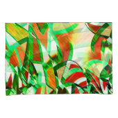 緑のリボン、オレンジ色のサンゴの背景の霧雨 枕カバー (正面右)