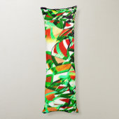 緑のリボン、オレンジ色の珊瑚の背景に小雨が降る ボディピロー (裏面 (縦))