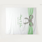 緑のリボン ダイヤモンド ボウ ウェディング バックドロップ タペストリー (正面(横))