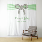 緑のリボン ダイヤモンド ボウ ウェディング バックドロップ タペストリー (インサイチュ)