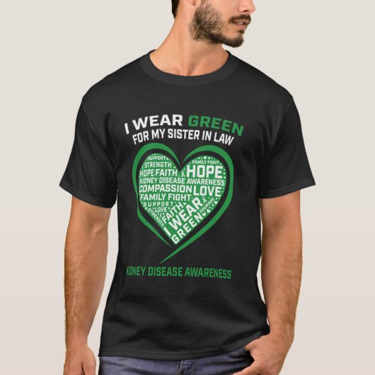 緑のリボン 義姉 腎臓病啓発 Tシャツ (正面)
