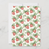 緑のリボン 赤いイチゴ フルーツ 16歳の誕生日 招待状 (裏面)