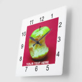 緑のリンゴがくびれた スクエア壁時計 (傾斜)