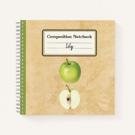 緑のリンゴと半分の組パーソナライズされた成 ノートブック