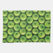 緑のリンゴの模様 キッチンタオル (横)