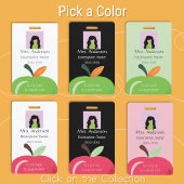 緑のリンゴ学校スタッフ黒写真IDバッジ バッジ