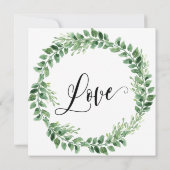 緑のリースが結婚延期した更新カード 招待状 (裏面)