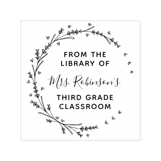 緑のリースの図書室から セルフインキングスタンプ (デザイン)