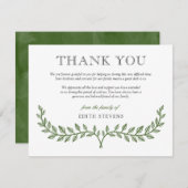 緑のリースの悔やみや弔慰は感謝していしています サンキューカード (正面/裏面)