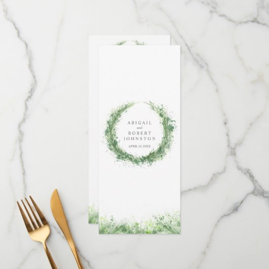 緑のリースの水の色のアートのセージ緑 メニュー (正面/裏面インサイチュ)