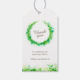 緑のリースの水の色の感謝していアートギフトラベル ギフトタグ