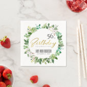 緑のリースの葉の水の色ANY AGE誕生日 スタンダードカクテルナプキン (インサイチュ)