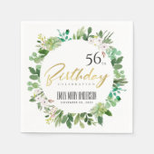 緑のリースの葉の水の色ANY AGE誕生日 スタンダードカクテルナプキン (正面)