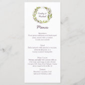 緑のリースは暗いプラム果実にメニューを去ります メニュー (正面)