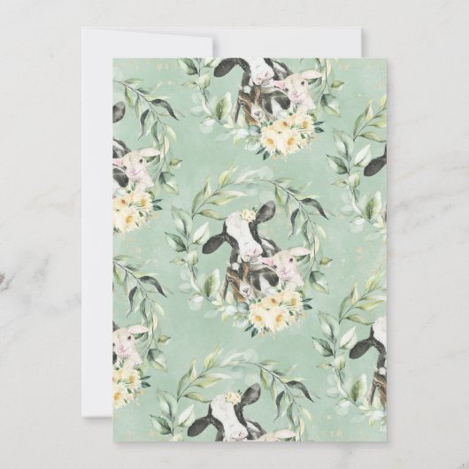 緑のリースイエローフローラファームベイビーシャワー 招待状 (裏面)