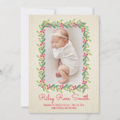 緑のリースクリスマスフォト誕生のお知らせ シーズンカード (正面)