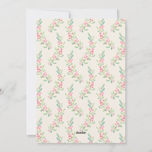 緑のリースクリスマスフォト誕生のお知らせ シーズンカード (裏面)