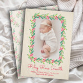 緑のリースクリスマスフォト誕生のお知らせ シーズンカード