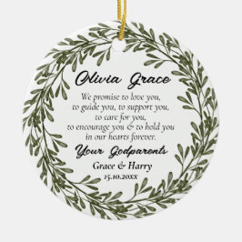 緑のリースゴッド保護者がゴッドチャイルドに約束 セラミックオーナメント