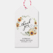緑のリースサンフラワーズ秋ブライダルシャワー ギフトタグ (正面)