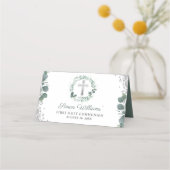 緑のリースシルバーグリッターファーストコミューン プレイスカード (裏面)