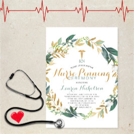 緑のリースナースピンニング卒業 招待状