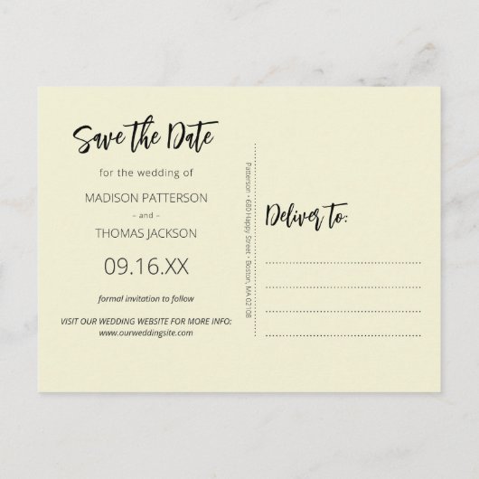 緑のリースバタフライウェディングデートを保存 案内ポストカード (裏面)