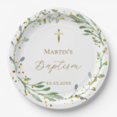 緑のリースバプテスマ ペーパープレート (正面)