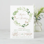 緑のリースバプテスマ&第2の誕生日 招待状 (スタンド正面)