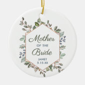 緑のリースパーソナライズされたマザーオブザブライド セラミックオーナメント (正面)