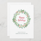 緑のリースビジネス企業のクリスマス シーズンカード (正面/裏面)