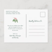 緑のリースビジネス企業のクリスマス シーズンポストカード (裏面)