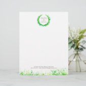 緑のリースモダンの水彩レターヘッド レターヘッド (スタンド正面)