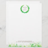 緑のリースモダンの水彩レターヘッド レターヘッド (正面/裏面)