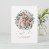 緑のリース写真新年ホリデーカード シーズンカード (スタンド正面)