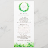 緑のリース水彩画結婚のメニュー メニュー (裏面)