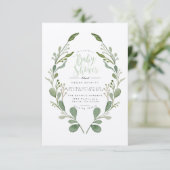 緑のリース水彩 |ベビーシャワー招待状 招待状 (スタンド正面)