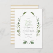 緑のリース水彩 |ベビーシャワー招待状 招待状 (正面/裏面)