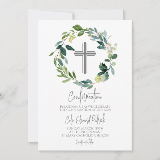 緑のリース確認 招待状 (正面)
