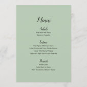 緑のリース結婚のテーブルカードとメニュー プログラム (裏面)