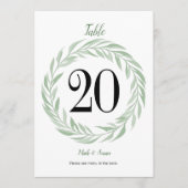緑のリース結婚のテーブルカードとメニュー プログラム (正面)