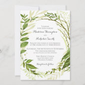 緑のリース結婚式招待状カード 招待状 (正面)